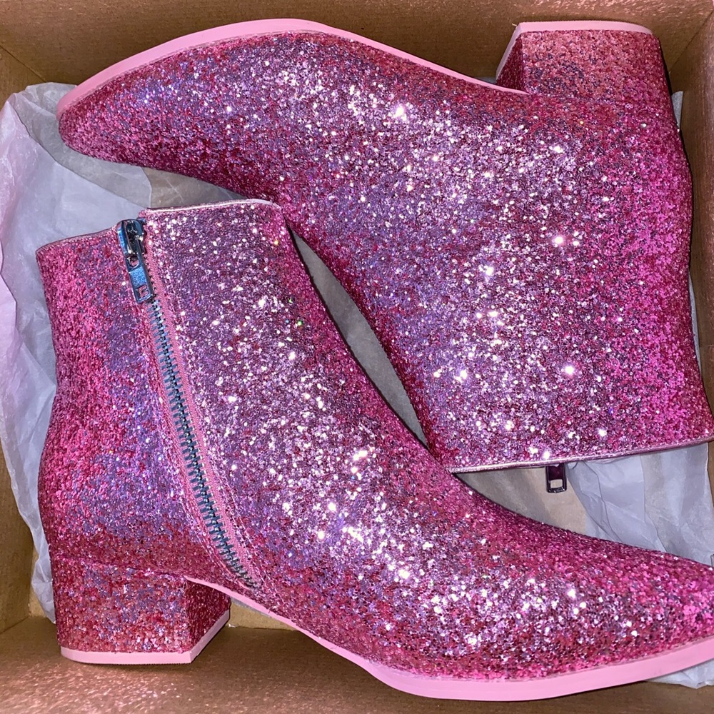 Pink Glitter Booties